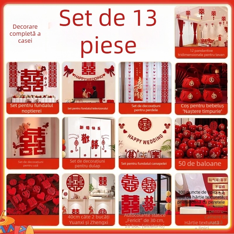 Set de decor pentru dormitor de nuntă, cu ghirlande, stil nou 2026