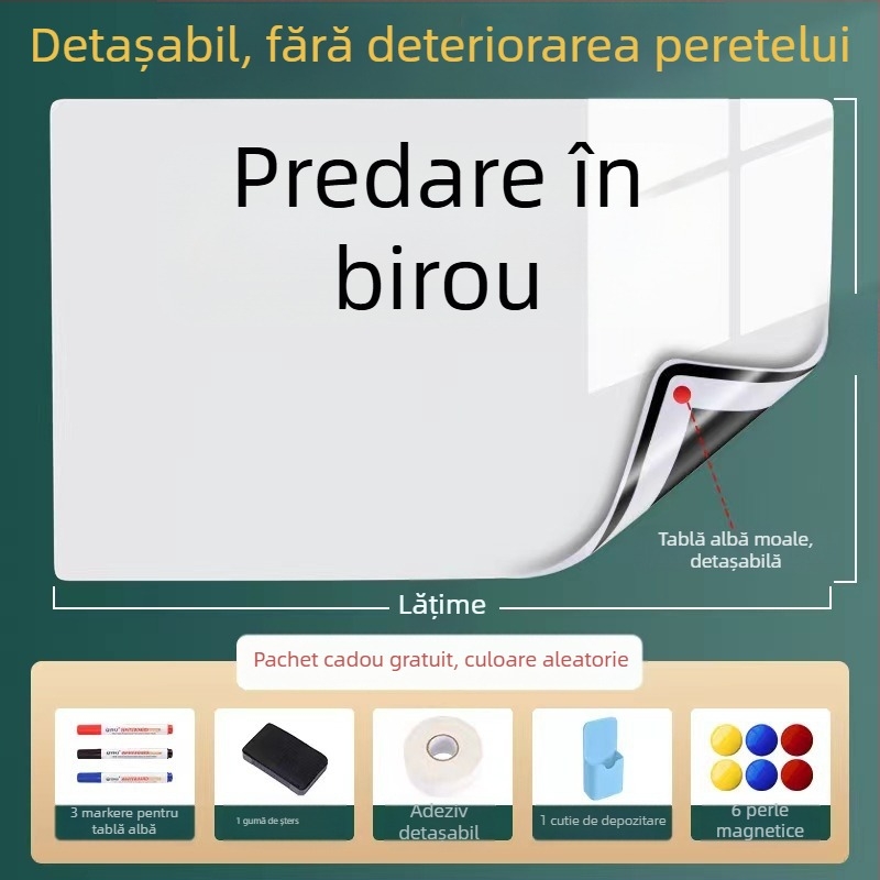 Autocolant magnetic pentru perete, tablă albă de scris, removabil, 60×90 cm; pentru birou și acasă, învățare și desen pentru copii, nu deteriorează peretele