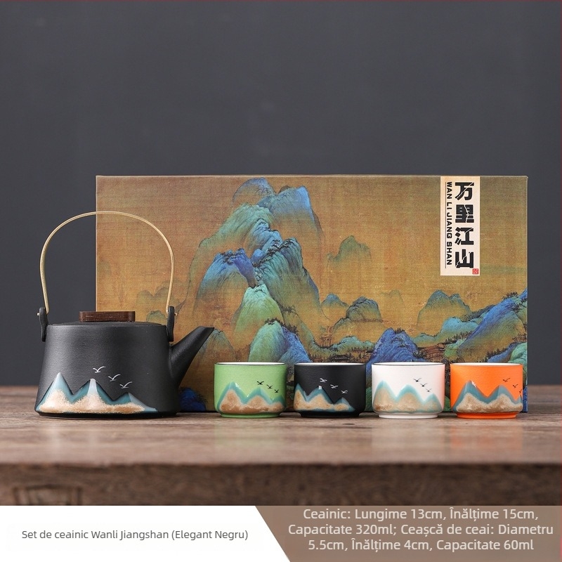 Set Kung Fu de ceai din ceramică de piatră — set complet pentru cadouri de afaceri, pentru clienți și angajați, cu logo imprimat