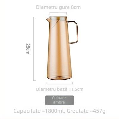Set din sticlă borosilikată transparentă: ceainic și sticlă pentru apă rece, cu capacitate mare