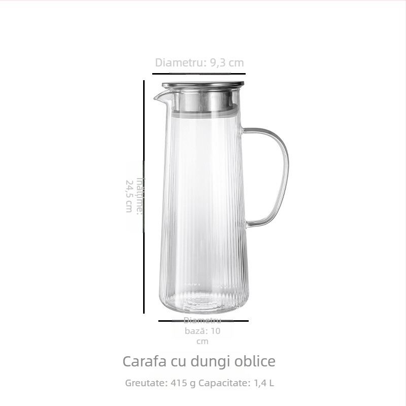 Ceainic din sticlă borosilikată pentru apă rece, rezistent la temperaturi înalte, capacitate mare, model glaciar, pentru uz casnic