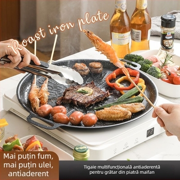 Placă de grătar teppanyaki în aer liber, pentru uz casnic, cu piatră Maifan; compatibilă cu plite cassette și plite cu inducție TY6