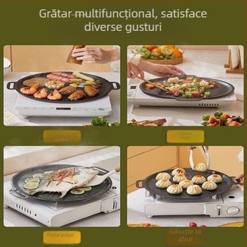 Placă de grătar teppanyaki în aer liber, pentru uz casnic, cu piatră Maifan; compatibilă cu plite cassette și plite cu inducție TY6