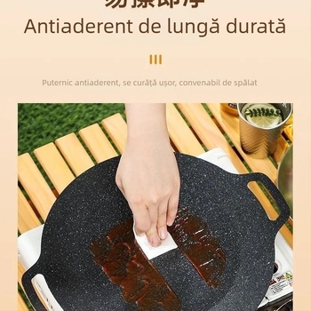 Tigaie de grătar portabilă cu piatră Maifan pentru exterior, arzător cu casetă, Teppanyaki coreean, tigaie compatibilă cu inducția, model KP55