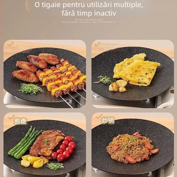 Tigaie de grătar portabilă cu piatră Maifan pentru exterior, arzător cu casetă, Teppanyaki coreean, tigaie compatibilă cu inducția, model KP55