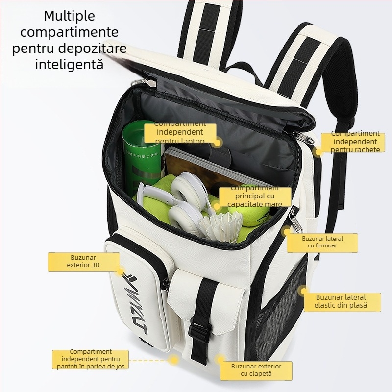 Ywyat/Wiya Rucsac pentru badminton și tenis – PU impermeabil, Unisex, Geantă sport cu capacitate mare