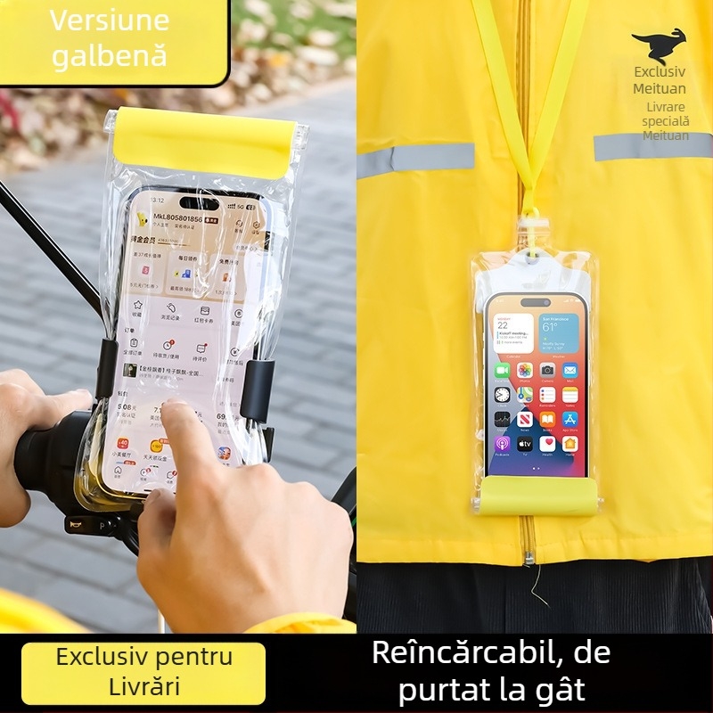 Husă impermeabilă pentru telefon, universală, pentru curieri, cu clips de prindere, acces tactil și gaură de încărcare