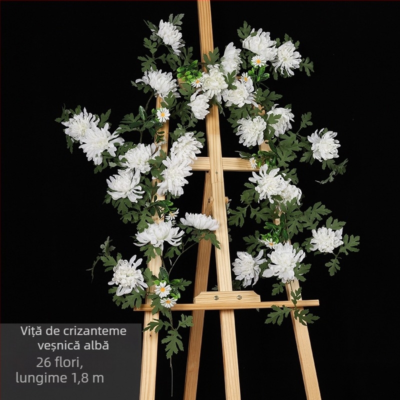 Ghirlandă din crizanteme de satin pentru decorarea mormântului în timpul Festivalului Qingming, lanț de flori pentru perete