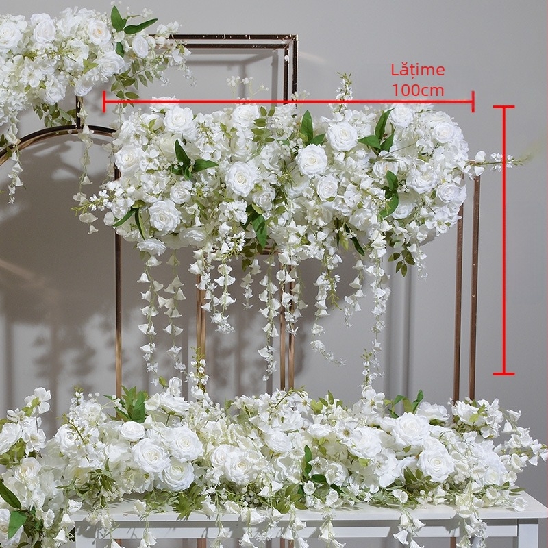 Aranjament floral Lily of the Valley, atârnat pentru fundal de nuntă pe scenă, arc, vitrină și sală de expoziții, ghirlande de flori și mingi florale atârnate