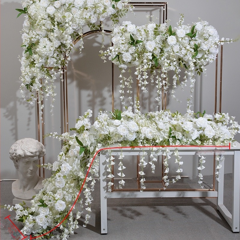 Aranjament floral Lily of the Valley, atârnat pentru fundal de nuntă pe scenă, arc, vitrină și sală de expoziții, ghirlande de flori și mingi florale atârnate