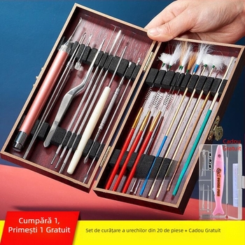 Set profesional de unelte pentru curățarea urechilor, cu iluminare pentru îndepărtarea cerumenului