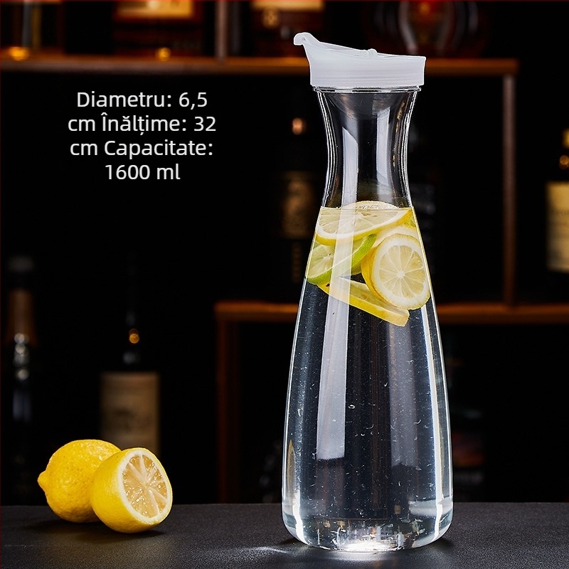 Carafă acrilic-PC pentru apă rece, capacitate mare, pentru sucuri, lapte, ceai și băuturi, cu model glaciar