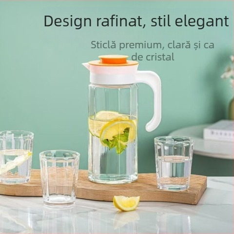 Set din sticlă pentru apă, cinci piese, pentru uz casnic — cană pentru apă rece și pahare