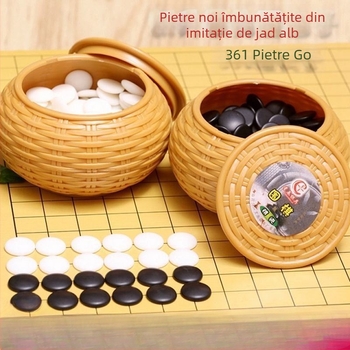 Cutie cu tablă Go, piese Gomoku și set de șah Chinezesc – pentru copii, elevi, începători și adulți (piese negre și albe)