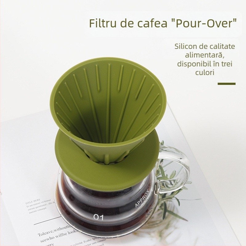 DROHOEY Filtru de cafea din silicon alimentar, portabil pentru exterior, filtru prin picurare pentru acasă, turnare manuală