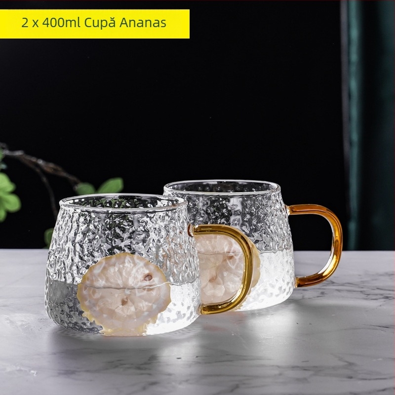 Carafă din sticlă ciocănită pentru apă rece, rezistentă la temperaturi ridicate, set de pahare pentru uz casnic