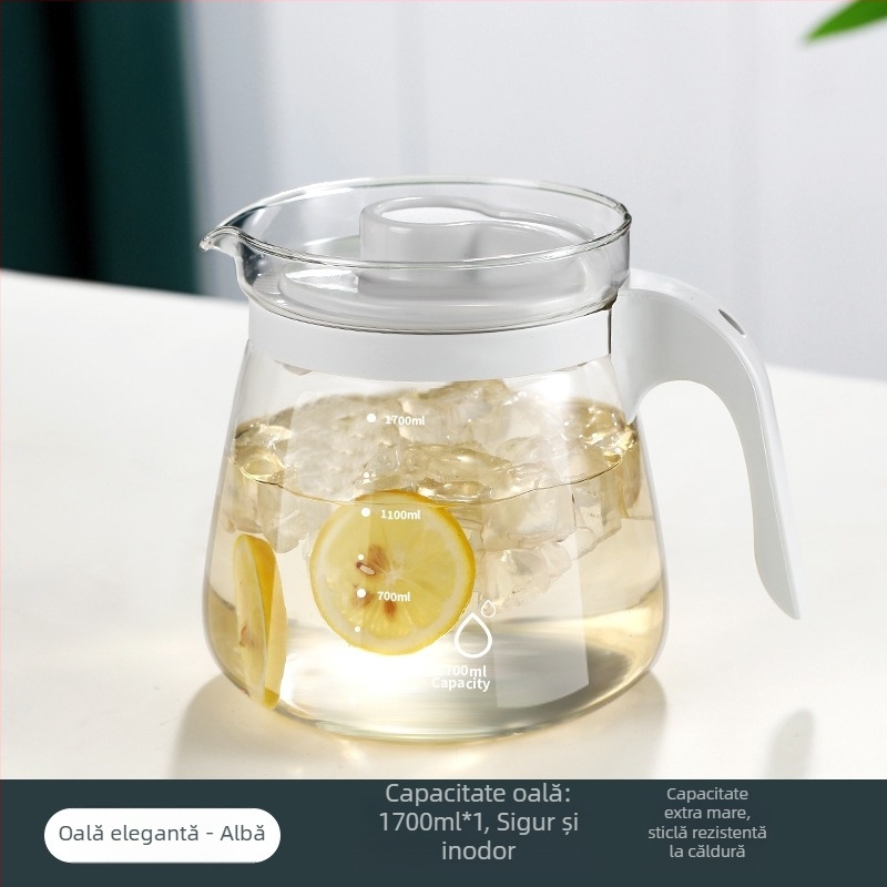 Carafă din sticlă pentru apă rece, rezistentă la temperaturi înalte și la șocuri, capacitate mare, pentru uz casnic, potrivită pentru frigider, recipient pentru băuturi