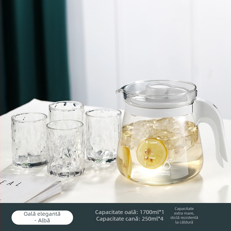 Carafă din sticlă pentru apă rece, rezistentă la temperaturi înalte și la șocuri, capacitate mare, pentru uz casnic, potrivită pentru frigider, recipient pentru băuturi