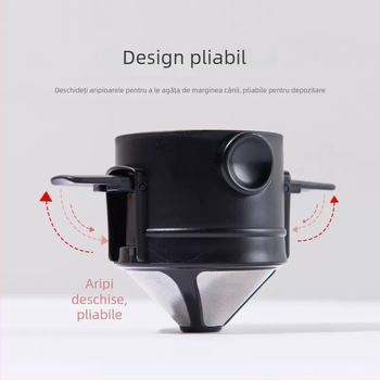 Mummer Îngerașul Mic Filtru de cafea din oțel inoxidabil, reutilizabil, V6 cu pâlnie – Înlocuitor pentru filtre de hârtie