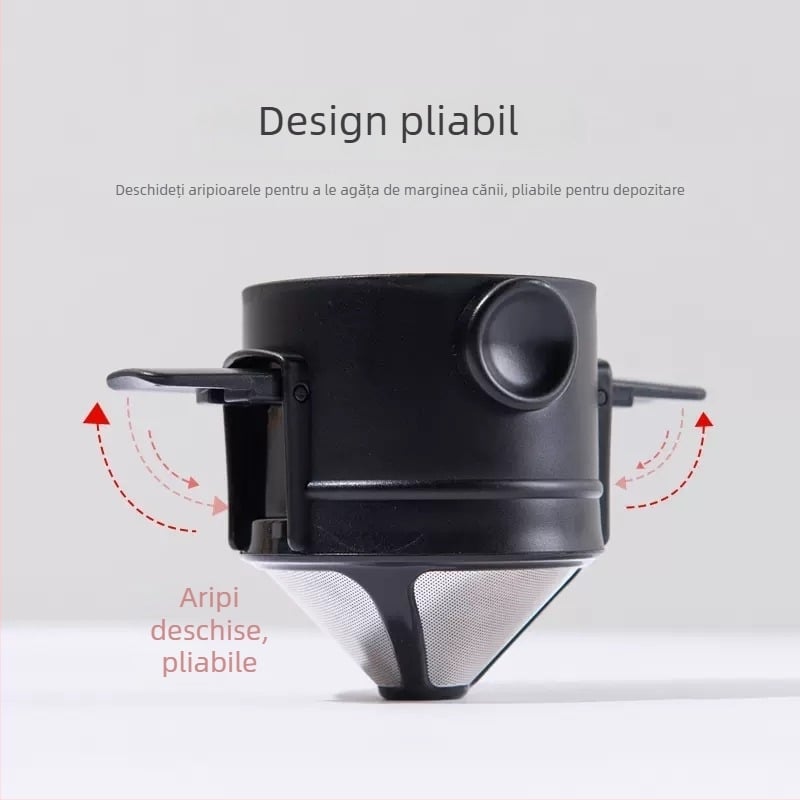 Mummer Îngerașul Mic Filtru de cafea din oțel inoxidabil, reutilizabil, V6 cu pâlnie – Înlocuitor pentru filtre de hârtie