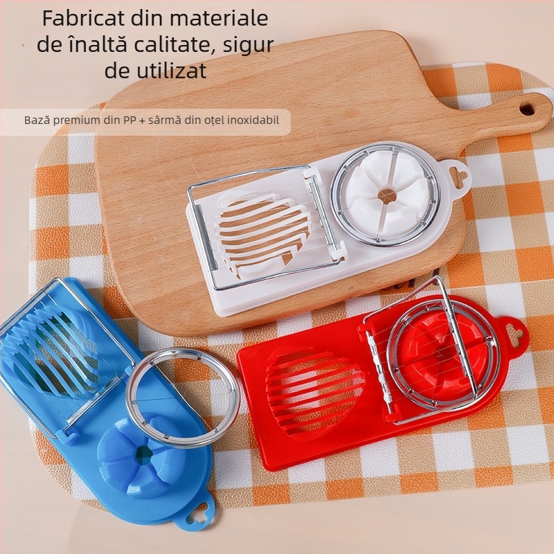 Feliator de ouă din oțel inoxidabil cu fir de tăiere, funcție duală, pentru ouă obișnuite și ouă de prepeliță