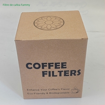 Filtru de cafea pentru pour-over, formă de bol, filtru origami cu model floral ondulat, din hârtie de celuloză lemnoasă, culoare naturală, dimensiuni 155×45 mm
