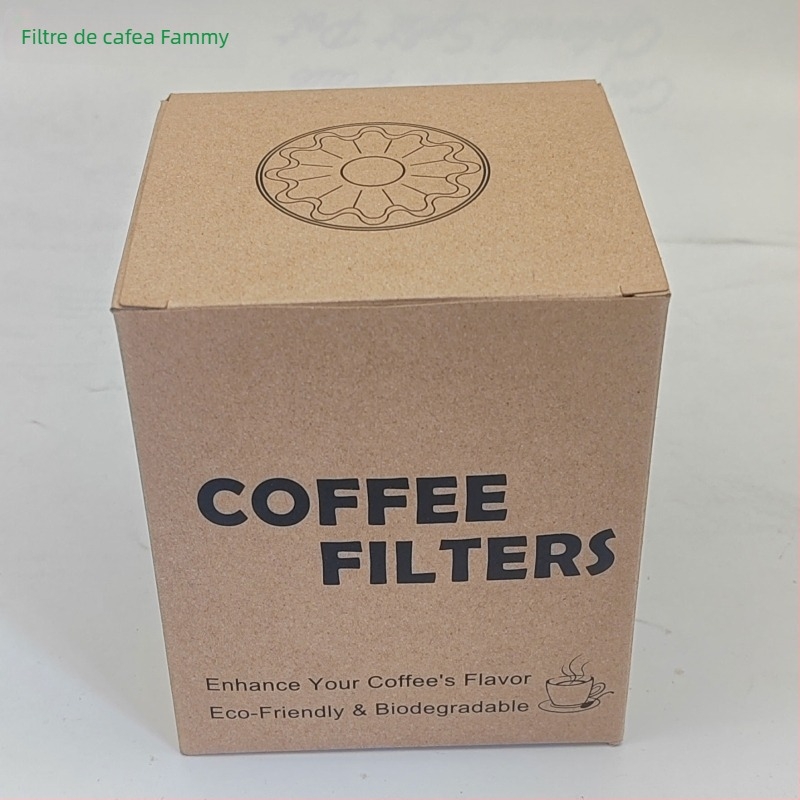 Filtru de cafea pentru pour-over, formă de bol, filtru origami cu model floral ondulat, din hârtie de celuloză lemnoasă, culoare naturală, dimensiuni 155×45 mm