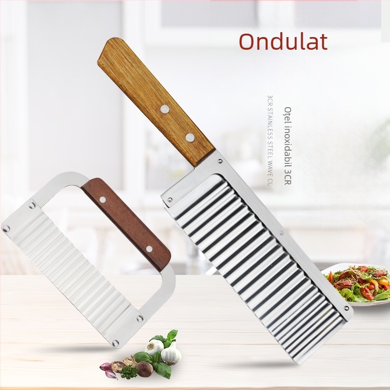 Cuțit pentru cartofi din oțel inoxidabil, lamă ondulată – Unealtă de bucătărie multifuncțională pentru legume