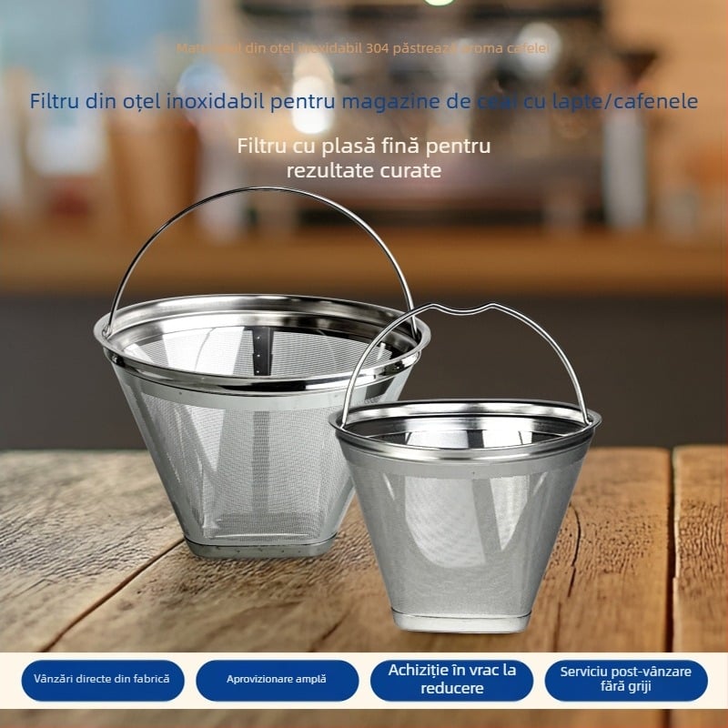 Filtru din oțel inoxidabil 304 pentru cafenele cu ceai cu lapte, plasă fină cu un singur strat pentru filtrele de cafea, formă specială cu mâner pentru preparare manuală