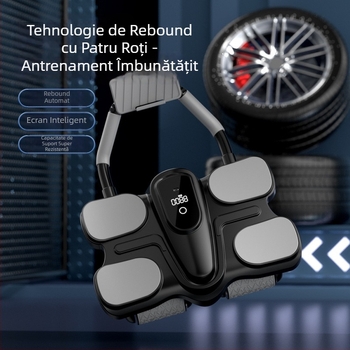 Roata abdominală cu patru roți, revenire automată pentru antrenament abdominal, suport pentru coate, aparat de fitness pentru bărbați și femei