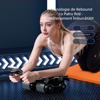 Roata abdominală cu patru roți, revenire automată pentru antrenament abdominal, suport pentru coate, aparat de fitness pentru bărbați și femei