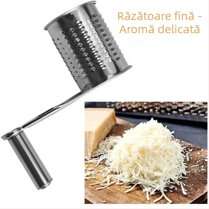 Răzător de brânză din oțel inoxidabil, cu manivelă, feliator și curățător de coajă – unealtă de bucătărie multifuncțională