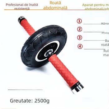 Roată pentru abdomen cu anvelopă solidă silențioasă și rulment unic, echipament de fitness profesional pentru exerciții de abdomen