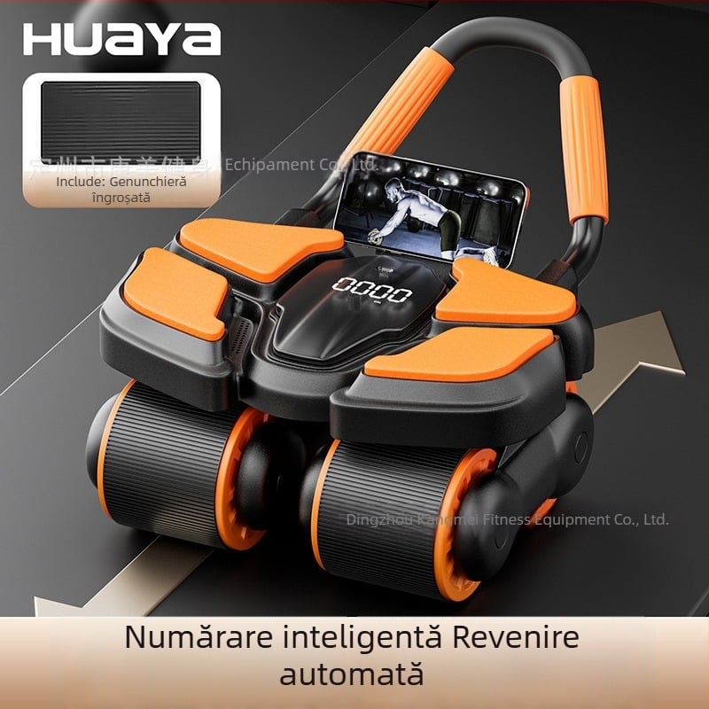 Roată abdominală cu patru roți, revenire automată, echipament de fitness pentru acasă, pentru bărbați și femei, antrenament abdominal, model 2025
