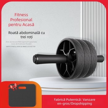 Echipament de fitness pentru acasă – rolă pentru abdomen cu două sau trei roți, silențios, antiderapant, pentru tonifierea abdomenului