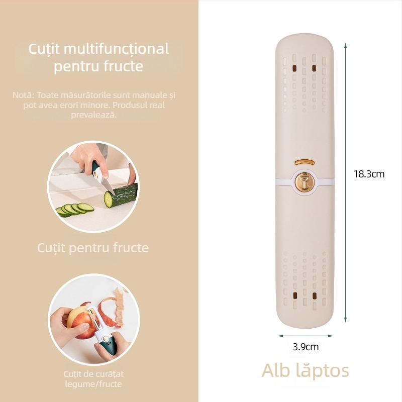Cuțit pentru fructe 2 în 1 cu două capete și răzuitor – unealtă mini pentru mere și cartofi