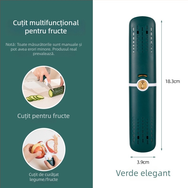 Cuțit pentru fructe 2 în 1 cu două capete și răzuitor – unealtă mini pentru mere și cartofi