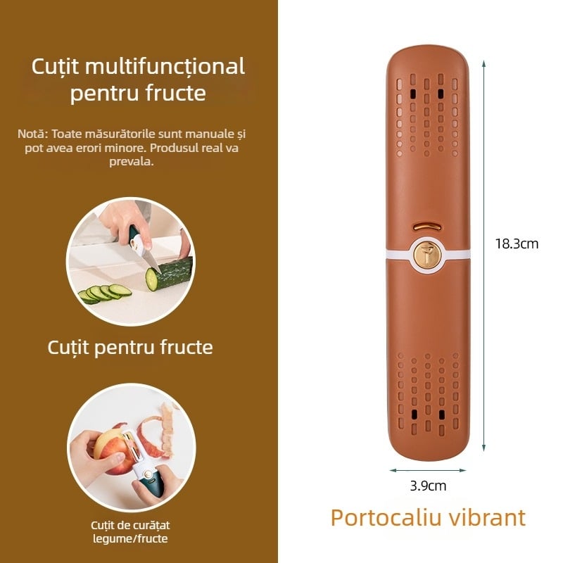 Cuțit pentru fructe 2 în 1 cu două capete și răzuitor – unealtă mini pentru mere și cartofi
