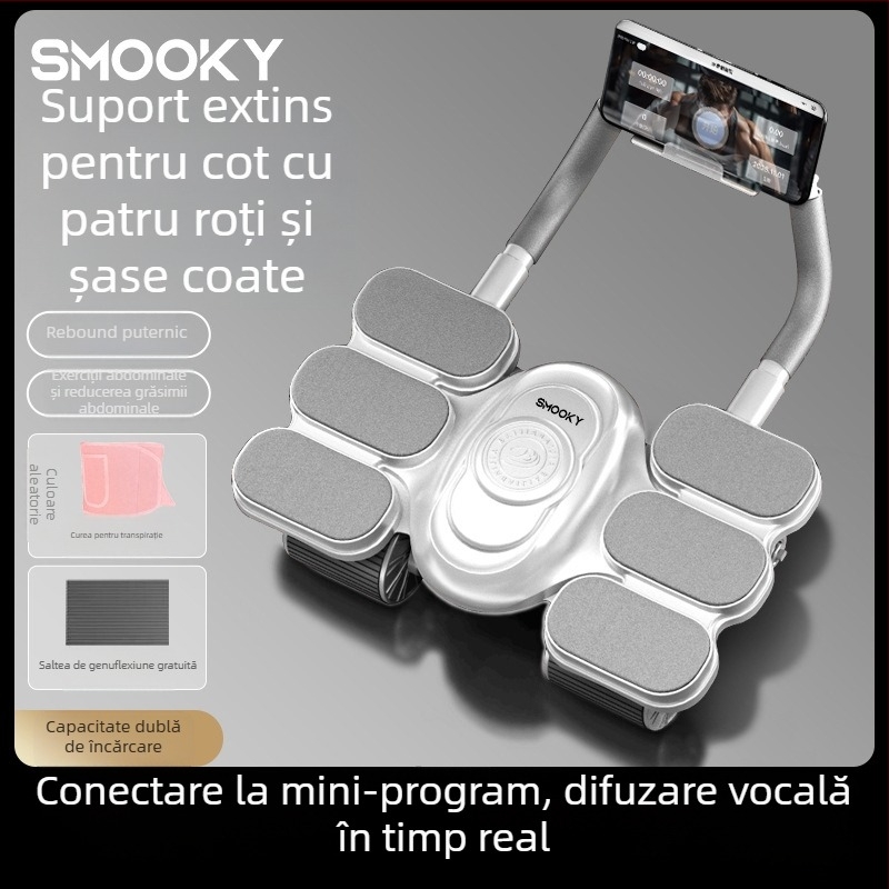 Rola pentru abdomen cu patru roți și revenire automată, model 2026, pentru uz casnic – instrument de antrenament pentru abdomen