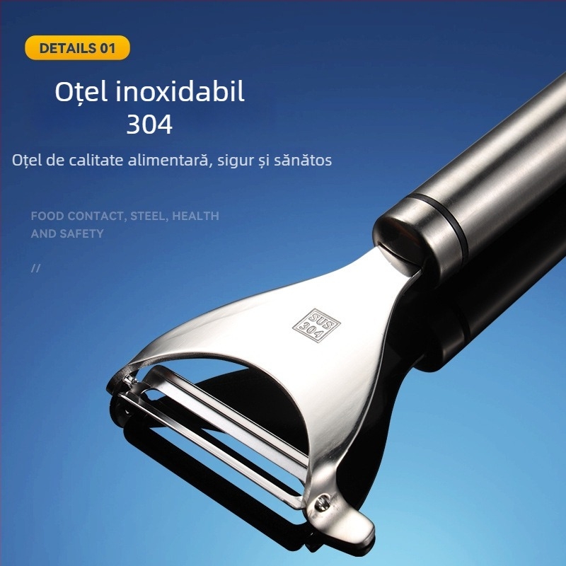 Peeler de fructe din oțel inoxidabil 304, lamă curbată în formă de Y, unealtă de bucătărie multifuncțională