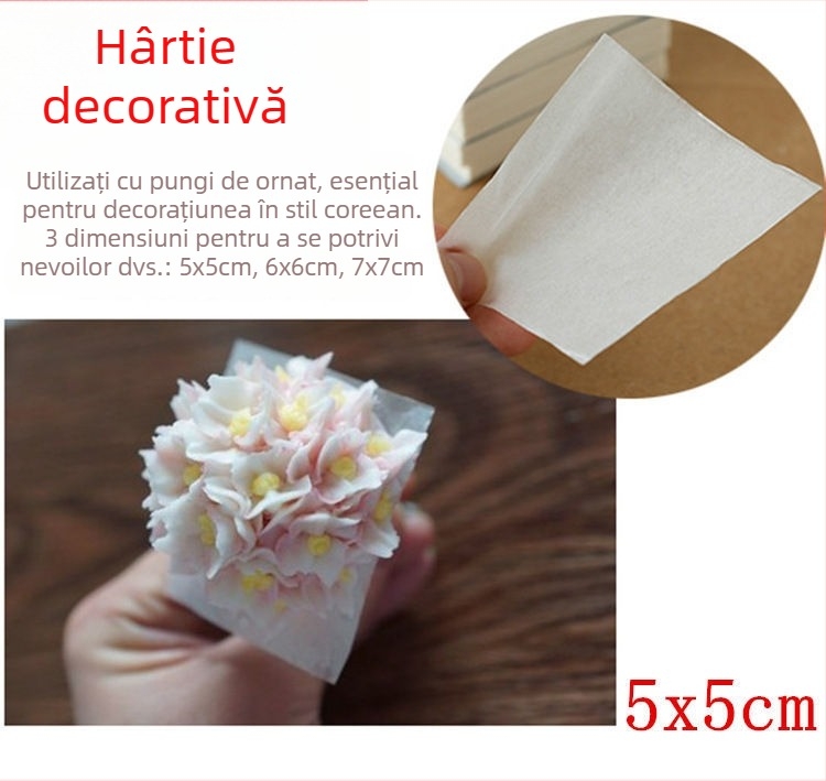 Hârtie antiulei pentru copt 7×7 cm, 500 de coli în pachet; hârtie decorativă în stil coreean pentru decorare, hârtie uleioasă și hârtie pentru aburi