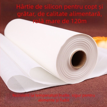 Hârtie de copt siliconată, absorbantă de ulei, rolă de 120 m, pentru cuptor, tavă, grătar, bucătărie