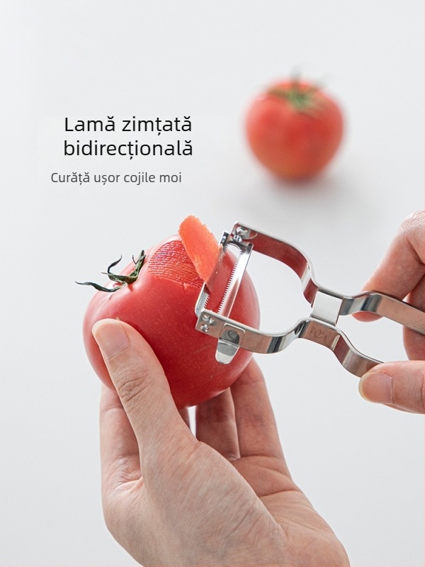 Curățitor din oțel inoxidabil cu dinți zimți pentru cartofi și fructe – ustensilă de bucătărie