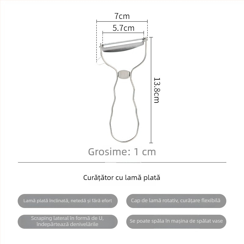 Curățitor din oțel inoxidabil cu dinți zimți pentru cartofi și fructe – ustensilă de bucătărie