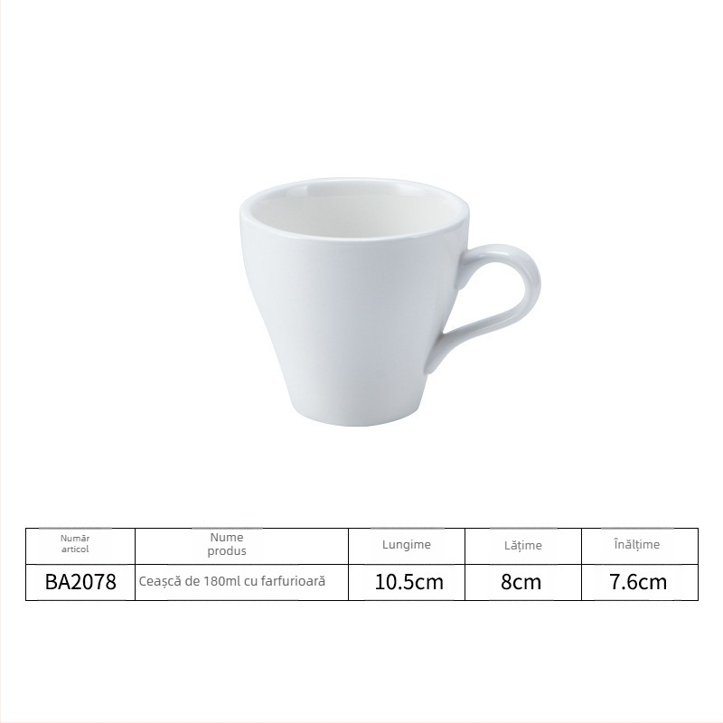 Set espresso în stil italian, cu farfurioare, ceramică albă, logo personalizat