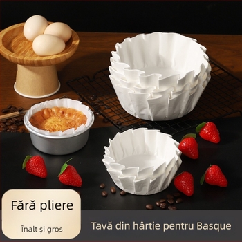 Basque hârtie de copt, 4/6 inci, fără pliuri, tavă de hârtie pentru coacere, rezistentă la ulei