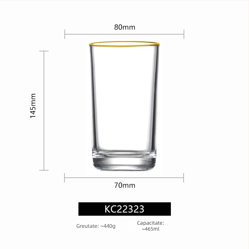 Set de pahare din cristal fără plumb, cu margine aurie și dungi verticale, de mari dimensiuni — pahar pentru whisky, pahar de vin roșu, pahar de bere și pahar de apă