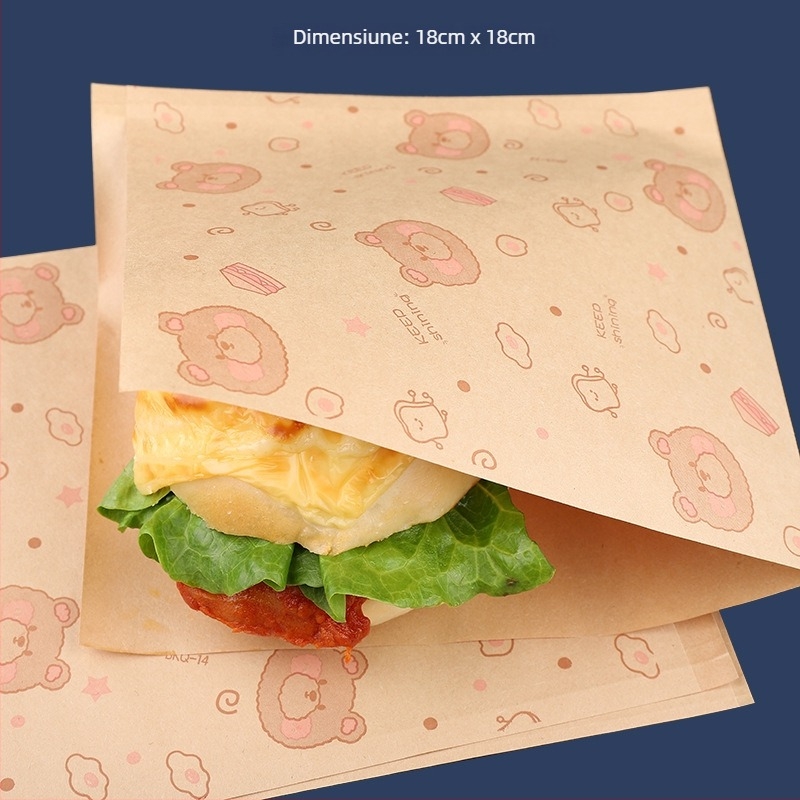 Hârtie alimentară pentru ambalarea sandvișurilor cu absorbție de ulei, pungă triunghiulară laminată, alimentară, de unică folosință, pentru pâine, clătite și burgeri