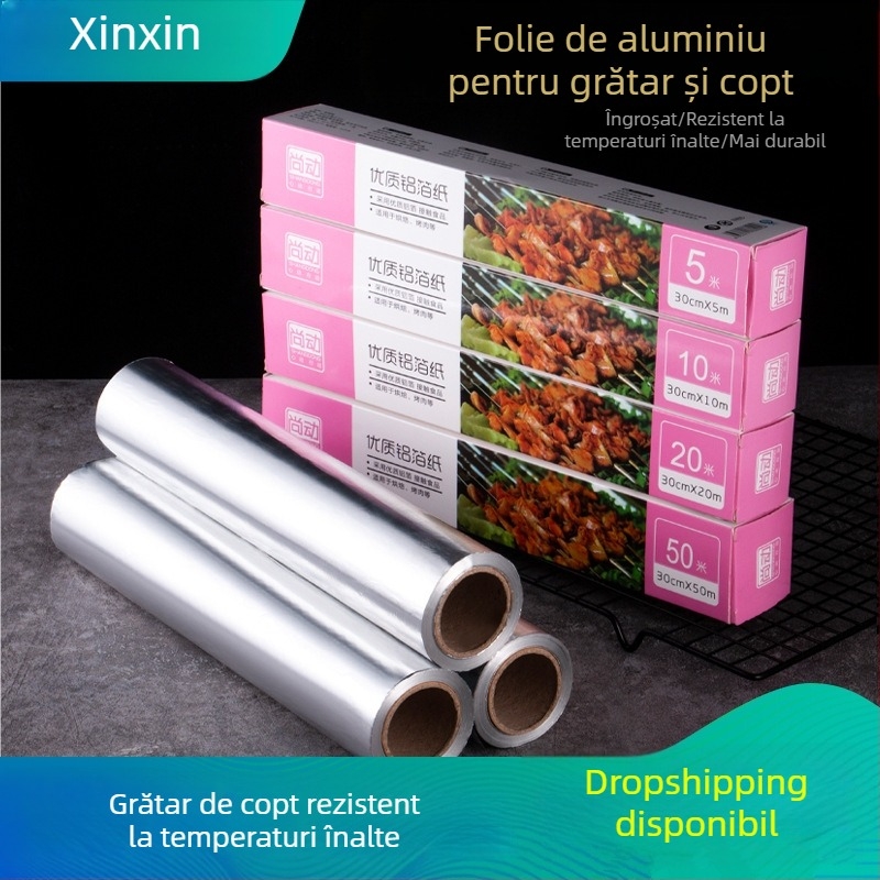 Hârtie de copt și folie de aluminiu pentru cuptor și friteuză cu aer, folie groasă pentru coacere și grilare