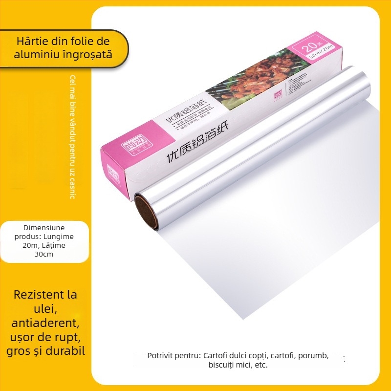 Hârtie de copt și folie de aluminiu pentru cuptor și friteuză cu aer, folie groasă pentru coacere și grilare